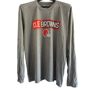 Cleveland Browns NFL Long Sleeve T-Shirt Gray Football Mens Size‎ Large L NWOT